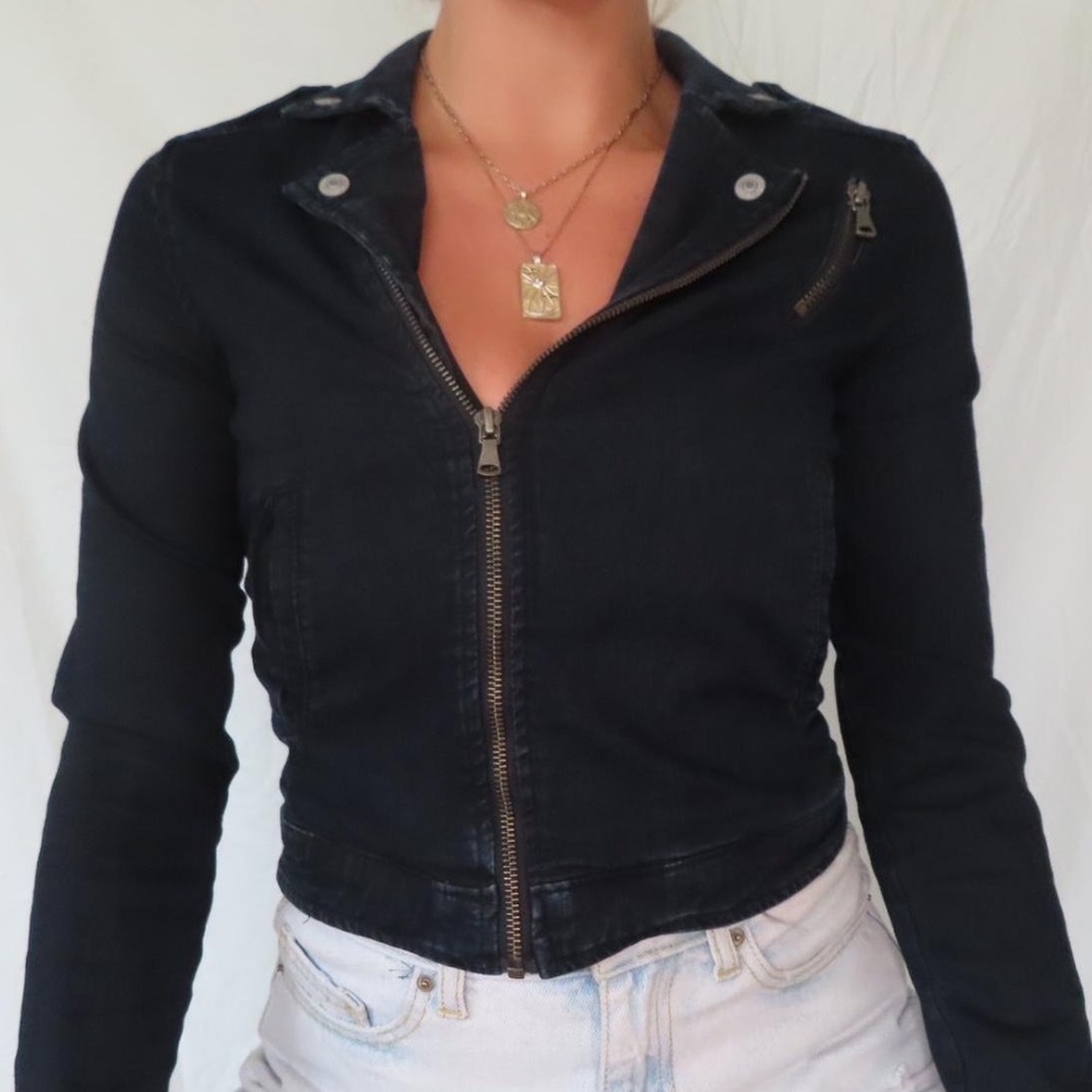 NWOT Hudson Dark Blue Denim Moto Jacket